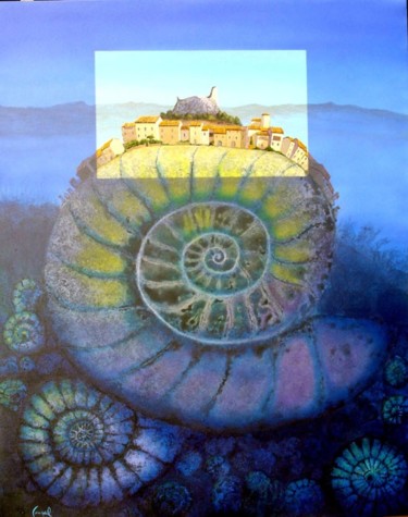 Peinture intitulée "Paysage tellurien" par Jean-Claude Courdil, Œuvre d'art originale