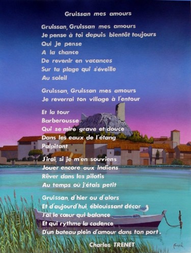 Malerei mit dem Titel "Ch. Trenet" von Jean-Claude Courdil, Original-Kunstwerk