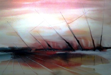 Couleurs chaudes. Peinture intitulée "Couleurs chaudes." par Bernard Courtalon (courtaloni), Œuvre d'art originale, Aquarelle
