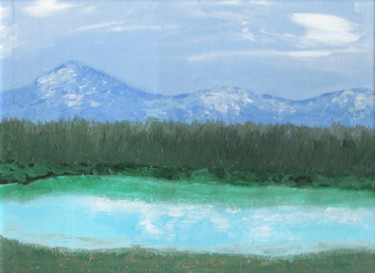 Painting titled "Mountains Over Water" by Courtney Wilde, Original Artwork