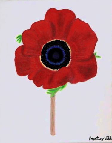 Painting titled "Red Poppie" by Courtney Wilde, Original Artwork