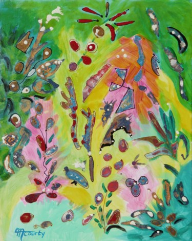 Pintura titulada "Jardin merveilleux" por Myriam Courty, Obra de arte original, Acrílico Montado en Bastidor de camilla de m…