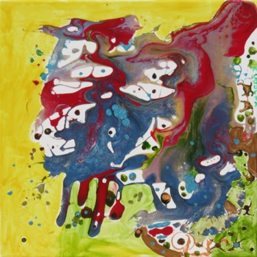 Картина под названием "créature" - Myriam Courty, Подлинное произведение искусства, Акрил Установлен на Деревянная рама для…