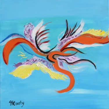 Painting titled "Les ailes multicolo…" by Myriam Courty, Original Artwork, Acrylic Mounted on Wood Stretcher frame