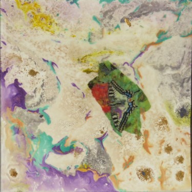 Картина под названием "Papillon" - Myriam Courty, Подлинное произведение искусства, Эмаль Установлен на Деревянная рама для…