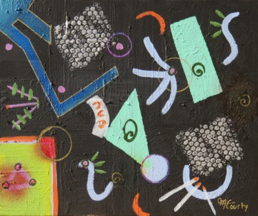Картина под названием "OVNI" - Myriam Courty, Подлинное произведение искусства, Акрил Установлен на Деревянная рама для носи…