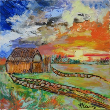 Peinture intitulée "Cabane de pêcheur d…" par Myriam Courty, Œuvre d'art originale, Acrylique Monté sur Châssis en bois