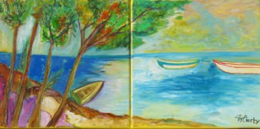 Картина под названием "Marine languedocien…" - Myriam Courty, Подлинное произведение искусства, Масло Установлен на Деревянн…