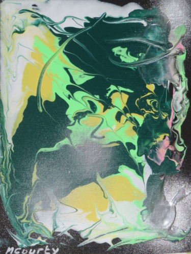 Peinture intitulée "reflets  verts, jau…" par Myriam Courty, Œuvre d'art originale, Acrylique