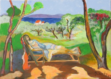 Pittura intitolato "sieste" da Myriam Courty, Opera d'arte originale, Acrilico