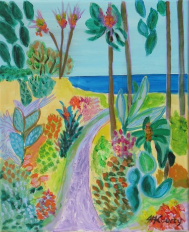 Malerei mit dem Titel "printemps exotique" von Myriam Courty, Original-Kunstwerk, Acryl