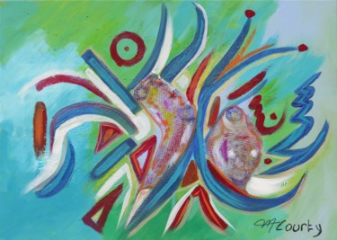 Pintura titulada "Papillon filet" por Myriam Courty, Obra de arte original, Acrílico