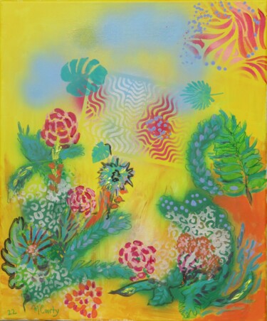 Peinture intitulée "Le message fleuri" par Myriam Courty, Œuvre d'art originale, Acrylique