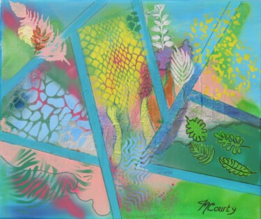 Картина под названием "Paysage automnal" - Myriam Courty, Подлинное произведение искусства, Акрил Установлен на Деревянная р…