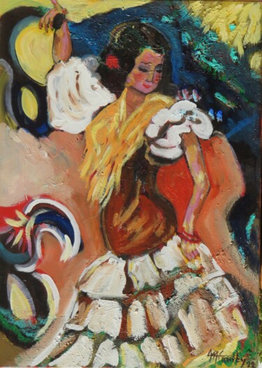 Malerei mit dem Titel "ROMERIA" von Myriam Courty, Original-Kunstwerk, Acryl Auf Keilrahmen aus Holz montiert