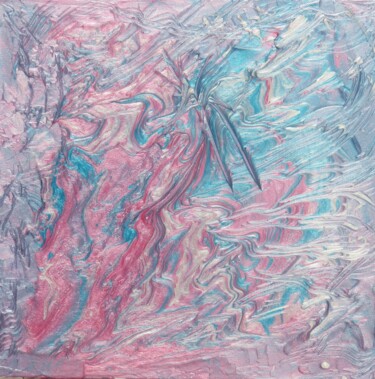 Schilderij getiteld "bleu - rose" door Myriam Courty, Origineel Kunstwerk, Acryl