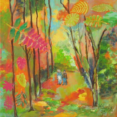Peinture intitulée "promenade dans les…" par Myriam Courty, Œuvre d'art originale, Acrylique Monté sur Châssis en bois