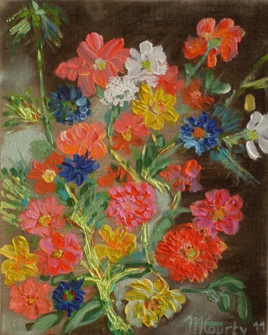 Pintura titulada "Fleurs des champs" por Myriam Courty, Obra de arte original, Acrílico Montado en Bastidor de camilla de ma…