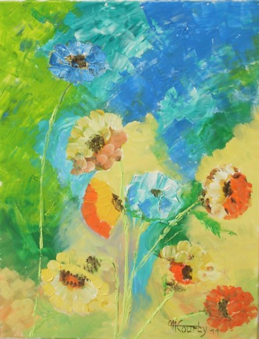 Pintura titulada "Fleurs de printemps" por Myriam Courty, Obra de arte original, Acrílico Montado en Bastidor de camilla de…