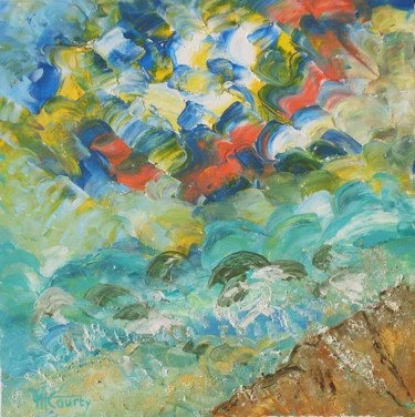Peinture intitulée "Tempête en mer" par Myriam Courty, Œuvre d'art originale, Acrylique Monté sur Châssis en bois