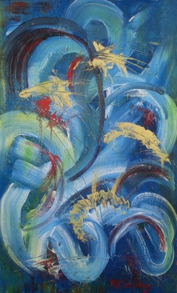 Peinture intitulée "Turbulence" par Myriam Courty, Œuvre d'art originale, Huile Monté sur Châssis en bois