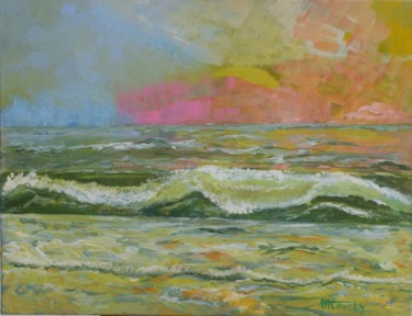 Malerei mit dem Titel "Sérénité marine" von Myriam Courty, Original-Kunstwerk, Acryl Auf Keilrahmen aus Holz montiert