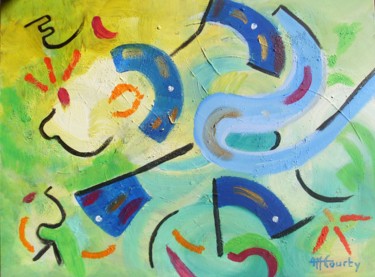 Pintura titulada "Fiesta" por Myriam Courty, Obra de arte original, Acrílico Montado en Bastidor de camilla de madera