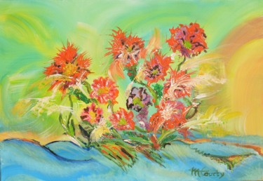 Pintura titulada "Fleurs magiques" por Myriam Courty, Obra de arte original, Acrílico Montado en Bastidor de camilla de made…