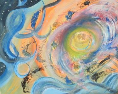 Painting titled "Supernova" by Myriam Courty, Original Artwork, Acrylic Mounted on Wood Stretcher frame