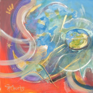 Картина под названием "Big bang" - Myriam Courty, Подлинное произведение искусства, Акрил Установлен на Деревянная рама для…