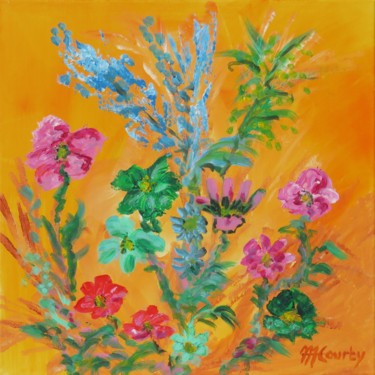 Peinture intitulée "Jardin fleuri" par Myriam Courty, Œuvre d'art originale, Acrylique Monté sur Châssis en bois