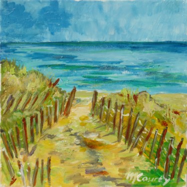 Schilderij getiteld "Dunes à la Grande M…" door Myriam Courty, Origineel Kunstwerk, Acryl Gemonteerd op Frame voor houten br…