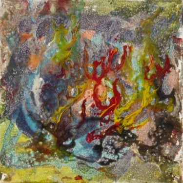 Pintura titulada "La flamme" por Myriam Courty, Obra de arte original, Acrílico Montado en Bastidor de camilla de madera