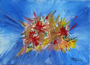 Картина под названием "Univers" - Myriam Courty, Подлинное произведение искусства, Акрил Установлен на Деревянная рама для н…