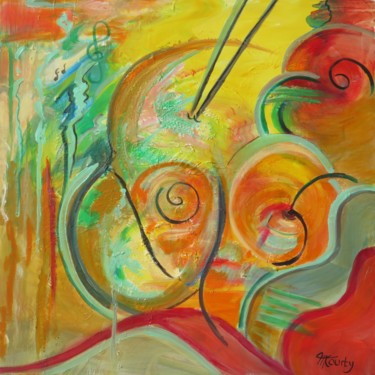 Malerei mit dem Titel "Musique" von Myriam Courty, Original-Kunstwerk, Acryl Auf Keilrahmen aus Holz montiert