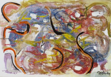 Peinture intitulée "Marbrures" par Myriam Courty, Œuvre d'art originale, Émail Monté sur Carton