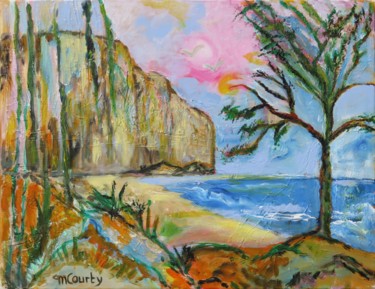 제목이 "La falaise"인 미술작품 Myriam Courty로, 원작, 아크릴 나무 들것 프레임에 장착됨