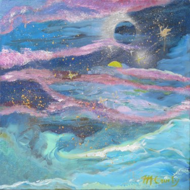 Malerei mit dem Titel "Galaxie" von Myriam Courty, Original-Kunstwerk, Acryl Auf Keilrahmen aus Holz montiert