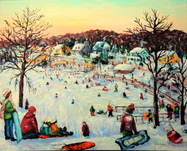 Painting titled "Plaisir d'hiver (Mt…" by Jean Cousineau, Original Artwork, Acrylic