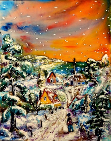 Peinture intitulée "Promenade d'hiver à…" par Jean Cousineau, Œuvre d'art originale, Autre