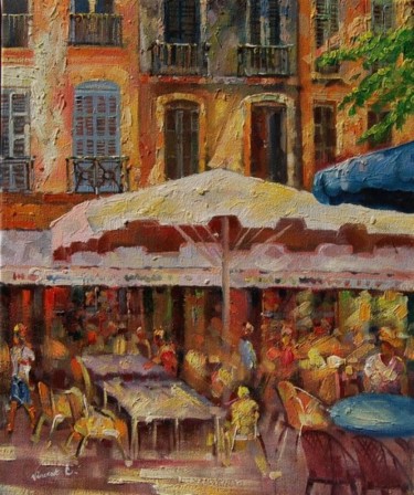绘画 标题为“Cafe De Provence” 由Cousteau, 原创艺术品