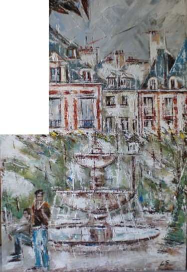 Peinture intitulée "Place des Vosges -…" par Laurence Senelonge, Œuvre d'art originale