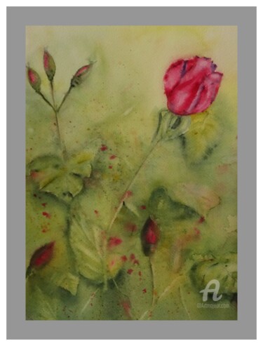 Painting titled "roses-de-mai-2017-e…" by Françoise Coutentin, Original Artwork, Watercolor