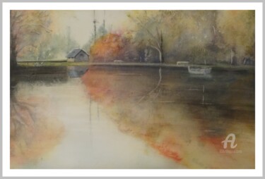 Painting titled "ecluse-canal.jpg" by Françoise Coutentin, Original Artwork, Watercolor
