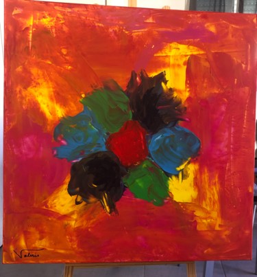 Painting titled "Fleurs" by Valérie Coutret, Original Artwork