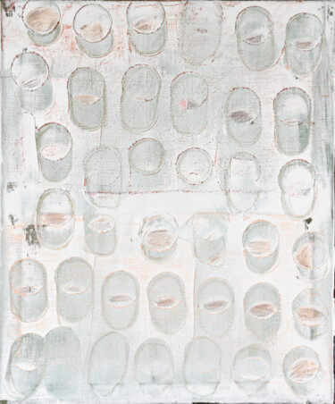 Peinture intitulée "Blanc II Points" par Covadonga Castro, Œuvre d'art originale, Huile Monté sur Châssis en bois