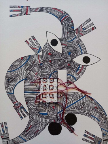 Peinture intitulée "Acrobatie 2" par Coco Vewenda, Œuvre d'art originale, Encre