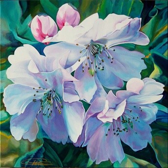 Pintura titulada "Prunus" por Christian Pelletier, Obra de arte original, Oleo