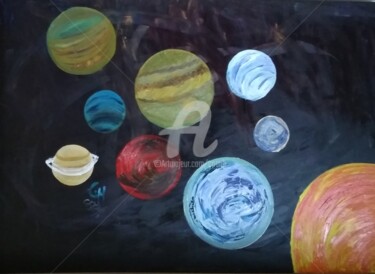 Painting titled "The Planets - Homag…" by Colette Pennarun, Original Artwork, Oil
