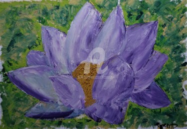 Painting titled "Lotus" by Colette Pennarun, Original Artwork, Oil
